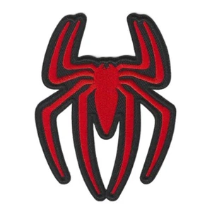 SPIDERMAN HIERRO EN PARCHE 4" Rojo Negro Araña Superhéroe Aplique Bordado NUEVO - Imagen 1 de 2