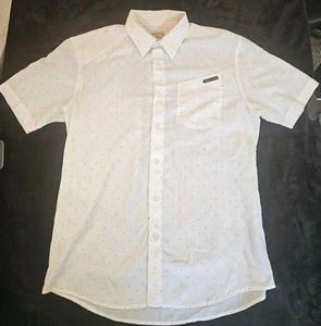 Volcom Men’s Short Sleeve Button-Up Shirt Small White Dot Pattern Casual Surf - Picture 1 of 11