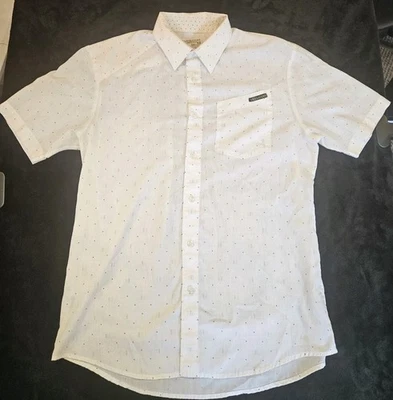 Volcom Men’s Short Sleeve Button-Up Shirt Small White Dot Pattern Casual Surf - Image 1 of 4