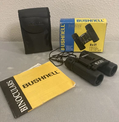 Bushnell 13-2514 PowerView 8x21 Folding Binoculars W/ Case, Box And All !!! - Image 1 of 4