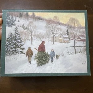 Lang Deluxe Christmas Cards Box Bookmark NIB 16 Embossed Cards w Seals Envelopes - Picture 1 of 7