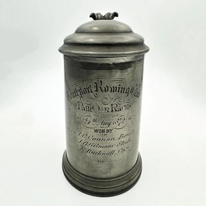 VICTORIAN SOUTHPORT ROWING CLUB ROWING PEWTER TROPHY CUP 1872 J DIXON & SONS - Picture 1 of 12
