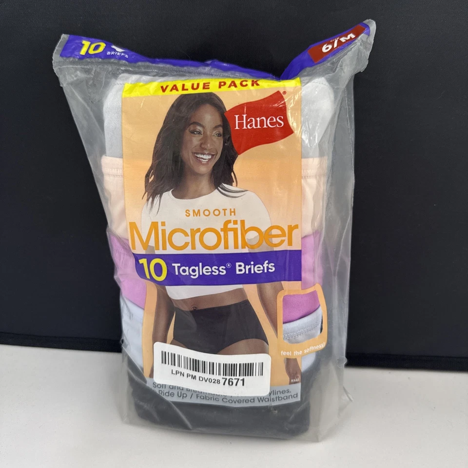 Hanes Women's Cool Comfort Microfiber Briefs 10-pack Assorted Size 6.0 A2qo