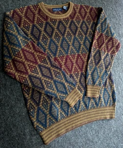 Maglione vintage anni 90 Northern Isles uomo maglia media diamantata streetwear grunge hip hop - Foto 1 di 10