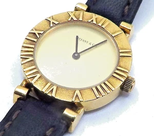 Tiffany Atlas Watch 18K Gold  Champagne Dial Quartz Women - Picture 1 of 10