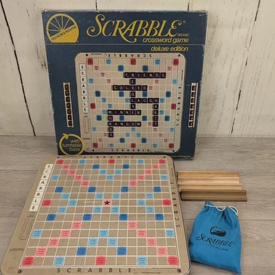 Scrabble Crossword Board Game Deluxe Edition - Rotating Turntable #71 1977 - Image 1 of 4