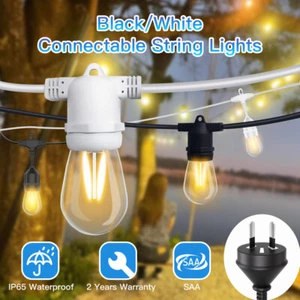 Black/White Dimmable Connectable LED Festoon String Lights Christmas Patio Xmas - Picture 1 of 51