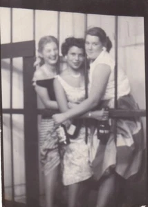 VINTAGE PHOTO BOOTH - ARCADE - FUN-LOVING, AFFECTIONATE GIRLFRIENDS IN "JAIL" - Picture 1 of 1