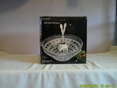 Ensaladera de cristal Royal Brighton de 10 pulgadas con cuchara y tenedor de acero inoxidable Northland Foto 1 de 4