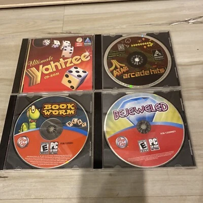 PC GAME LOT OF 4 ATARI ARCADE HITS YAHTZEE BOOK WORM BEJEWELED DB - Image 1 of 4
