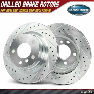 2x Rear Drilled Brake Rotors for BMW 228i xDrive 230i xDrive 320i xDrive 300mm - Image 1 of 4