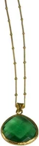 2PCS-LIGHT GREEN CRYSTAL QUARTZ OVAL PENDANT& GOLD BALL CHAIN NECKLACE-VERMEI... - Picture 1 of 1