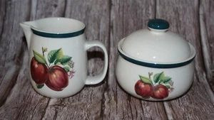 CHINA PEARL Casuals (Apple) Creamer & Sugar Bowl Set*VTG Stoneware - Picture 1 of 3