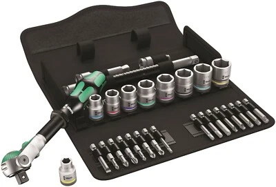 Wera 8100 SB 9 Zyklop Speed Ratchet Set 3/8" Drive SAE 28 Piece 05004049001 - Image 1 of 4