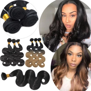 Body Wave Hair Extension 1-3-4 Bundles as Human Hair For Woman Thick Long Curly - Picture 1 of 26