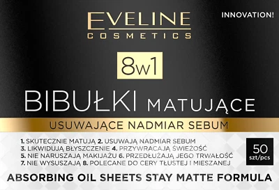 Eveline Cosmetics 8 in 1 Absorbing Oil Sheets Stay Matte Formula - Image 1 of 2