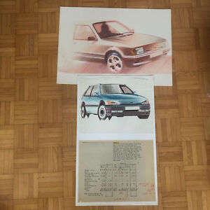 Ford Concept Car Styling Design Illustration Art of 2x 1980 Ford Escort Fiesta
