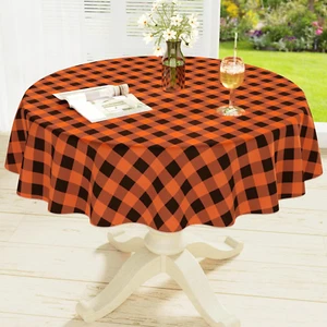 Misaya round Waterproof Vinyl Table Cloth, Buffalo Flannel Backed Tablecloth, Wi - Picture 1 of 12