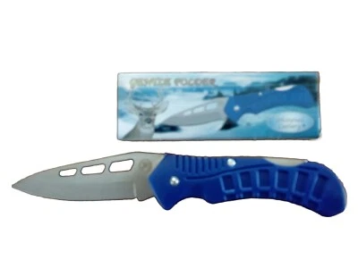 Nuevo Cuchillo Carpeta Suave Cubiertos Cola Blanca WT-176BL Mango Azul Foto 1 de 4