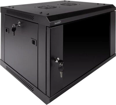 6U Wall Mount Network Server Cabinet Enclosure Rack Door Lock w/ Cool Fan - Image 1 of 3