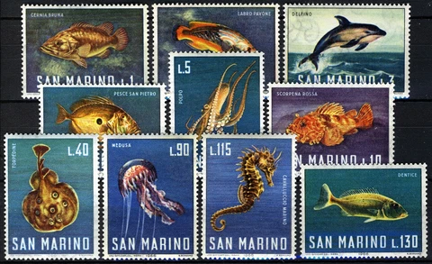 San Marino 1966, Marine Fauna set MNH, Mi 869-78 Cover