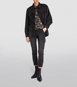 Neu Allsaints Phoebe Damen-Baumwollcordhemd in gewaschenem Schwarz Größe US 8 229 $ - Bild 1 von 13