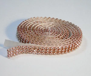 ROSEGOLD / CRYSTAL Mesh Strassband SS8 SELBSTKLEBEND 10mm / 3 Reihen Borte - Picture 1 of 14