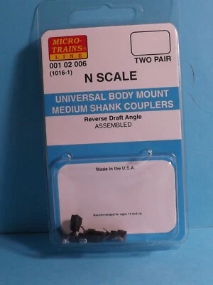 N Scale Micro-Train 1016-1  ASSEMBLED BODY MOUNT COUPLERS (2PR)  # 001 02 006 - Image 1 of 2