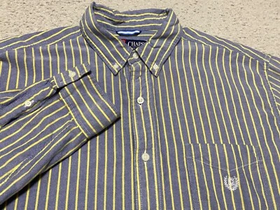 Ralph Lauren Chaps Mens XL Shirt Blue Striped Long Sleeve Button-Down Cotton - Image 1 of 4