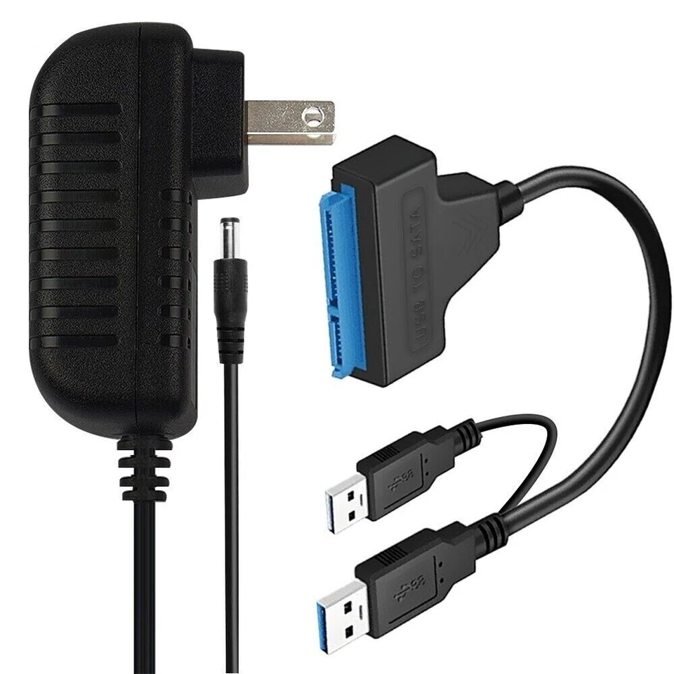 USB 3.0 to SATA Hard Drive Adapter for 2.5 "3.5" HDD SSD w/ 12V 2A Power Cable - Image 1 of 1