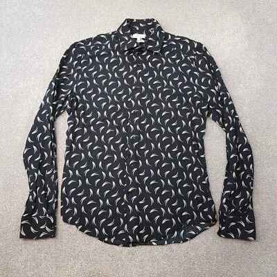 Reiss Mens Shirt Medium Black Mario Slim Fit Summer Pattern Viscose Smart - Image 1 of 4