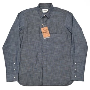 Kardo Men's Handmade Long Sleeve Denim Shirt Jacket Medium Button Up Pockets NWT - Picture 1 of 10