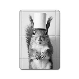 Squirrel With Toilet Paper On Head #1 - Cute Funny Bathroom Animals - Magnet - Picture 1 of 2