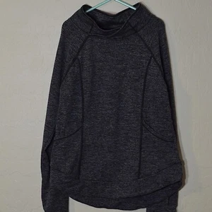 90 Degrees By Reflex Pullover Girls L 12 Gray Cowl Neck Thumb Loops 2 Pockets - Picture 1 of 8
