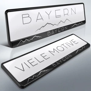 2 Kennzeichenhalter | FREISTAAT BAYERN 01 | Alpen Berge | BY | DHL-Versand - Bild 1 von 8