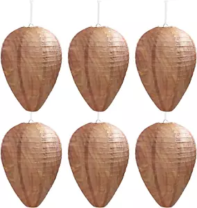 DECYOOL 6 Pack Paper Wasp Nest Decoy Hanging Wasp Deterrent for Hornets Yellow J - Picture 1 of 12