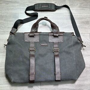 Johnston Murphy Goyard Duffel Bag Gray Canvas Brown Pebble Leather Lined GQ Feat