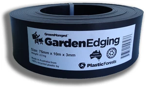 Garden Edging - Aust Made -75mm x 10m x 3mm -Black -Smooth Plastic - Picture 1 of 10