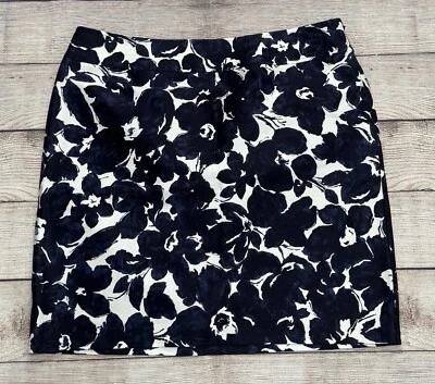 Jones New York Mujer’s 14P Falda Floral Azul Marino Blanco Cremallera Lateral Cintura 34 Corta Foto 1 de 4