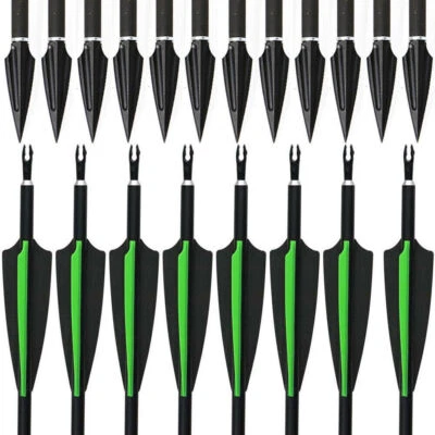 12/24×Carbon Arrows 30'' Hunting Arrows SP500 Recurve Bow Compound Bow Arrowhead - Image 1 of 4
