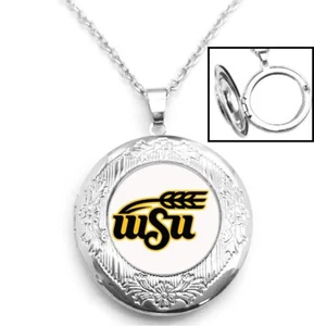 Wichita Shockers WSU Sterling Silver Link Chain Necklace With Locket Gift D16 - Picture 1 of 6
