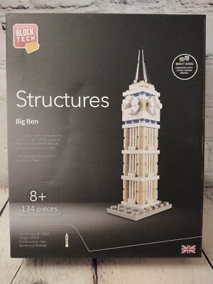 BLOCK TECH BUILDING STRUCTURES BIG BEN CLOCK LONDON 8+ 134 PIECE BLOCKS TOY NIB  - Image 1 of 4