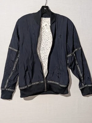 Adidas Originales 3 Rayas Chaqueta Reversible Azul Marino Dálmata Manchado Blanco Bombardero Foto 1 de 4