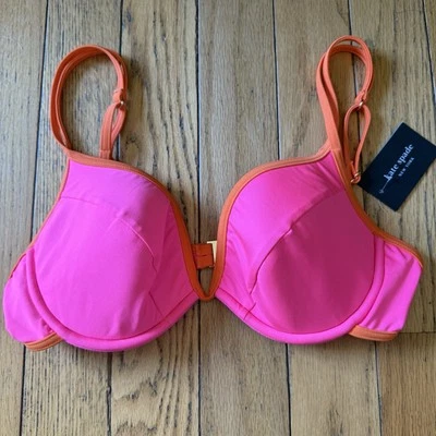 Top de bikini Kate Spade talla grande traje de baño naranja rosa con aros correa ajustable Foto 1 de 4