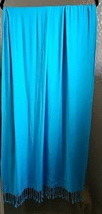 Sciarpa/Scialle Pashmina avvolgente blu con frange 18" x 72" - Foto 1 di 3