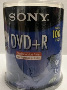 Sony DVD-R 100-Pack 120min 4.7GB Optical Media Recordable Sealed - Picture 1 of 4