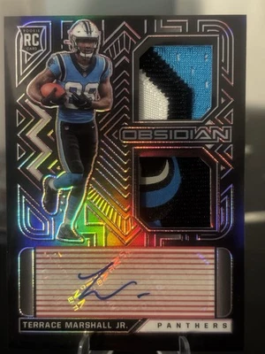 Terrace Marshall Jr Obsidian 2021 RC Rookie Autograph Auto Patch Materials 10/10 - Image 1 of 4