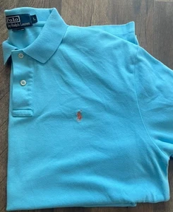 Polo Ralph Lauren Soft Touch Orange Pony Blue Polo Shirt Classic Fit Men's L - Picture 1 of 6