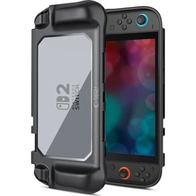 Hülle für Nintendo Switch 2 Tech-Protect Case Cover Etui Transparent und Schwarz