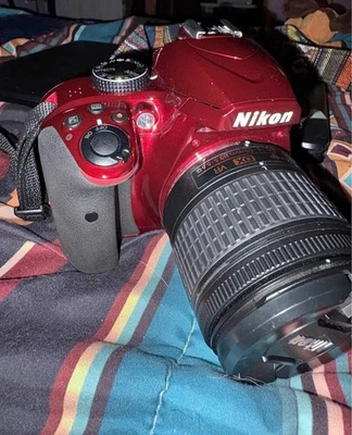 Nikon D3400 Digital SLR Camera 24.2MP (Red) Body and Lens - Image 1 of 4